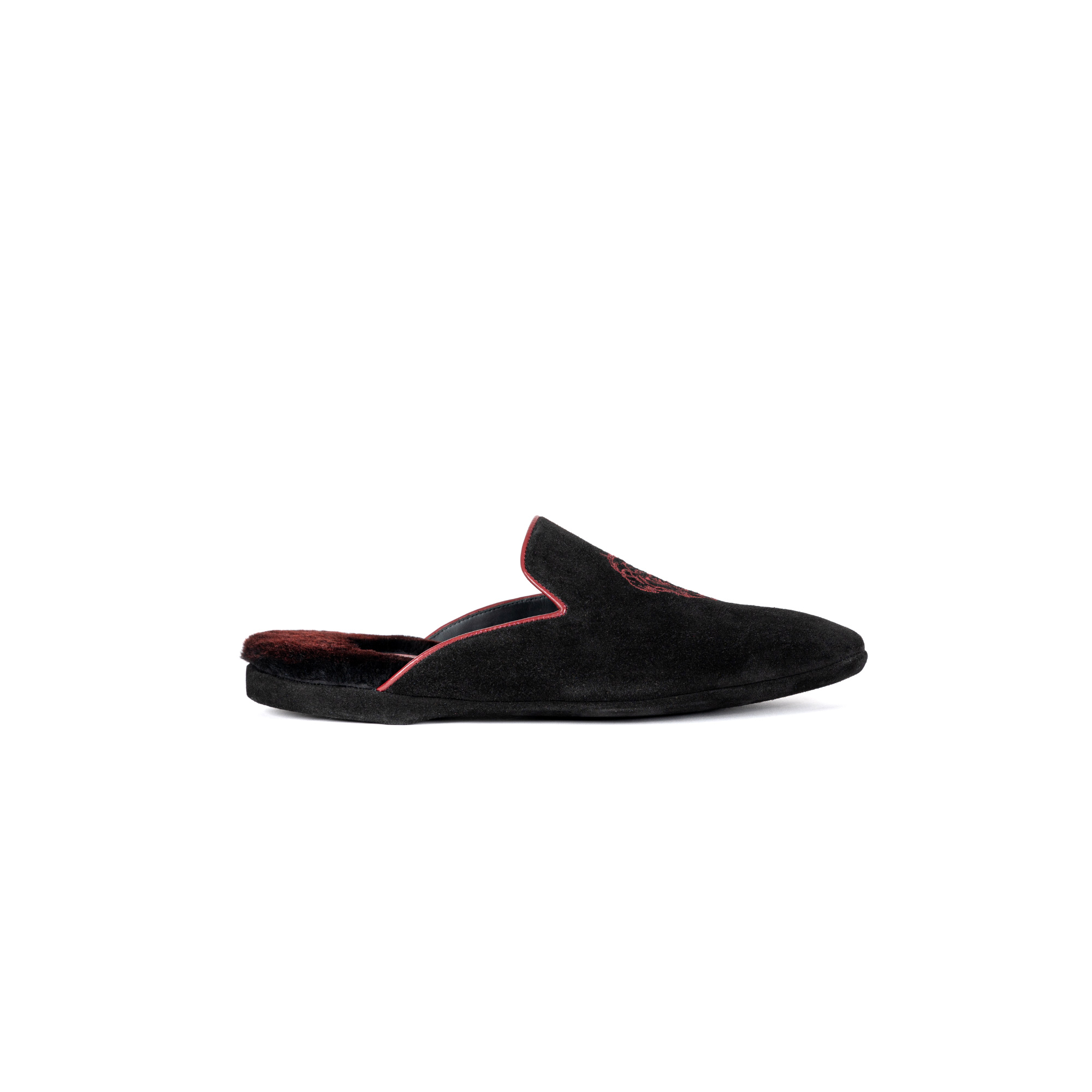 Pantofola interno lusso in velour nero - Farfalla italian slippers