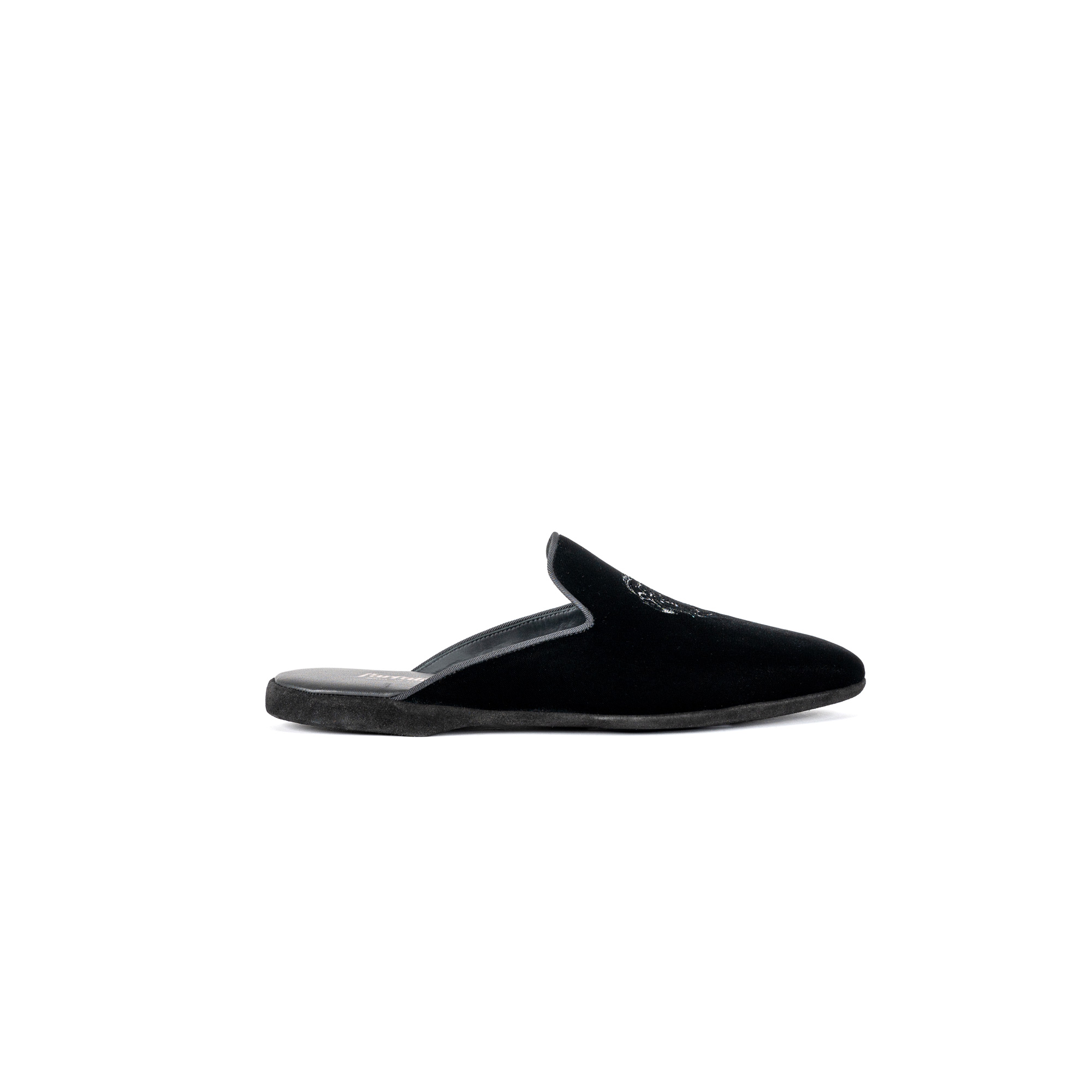 Black indoor Evening velvet slippers - Farfalla italian slippers