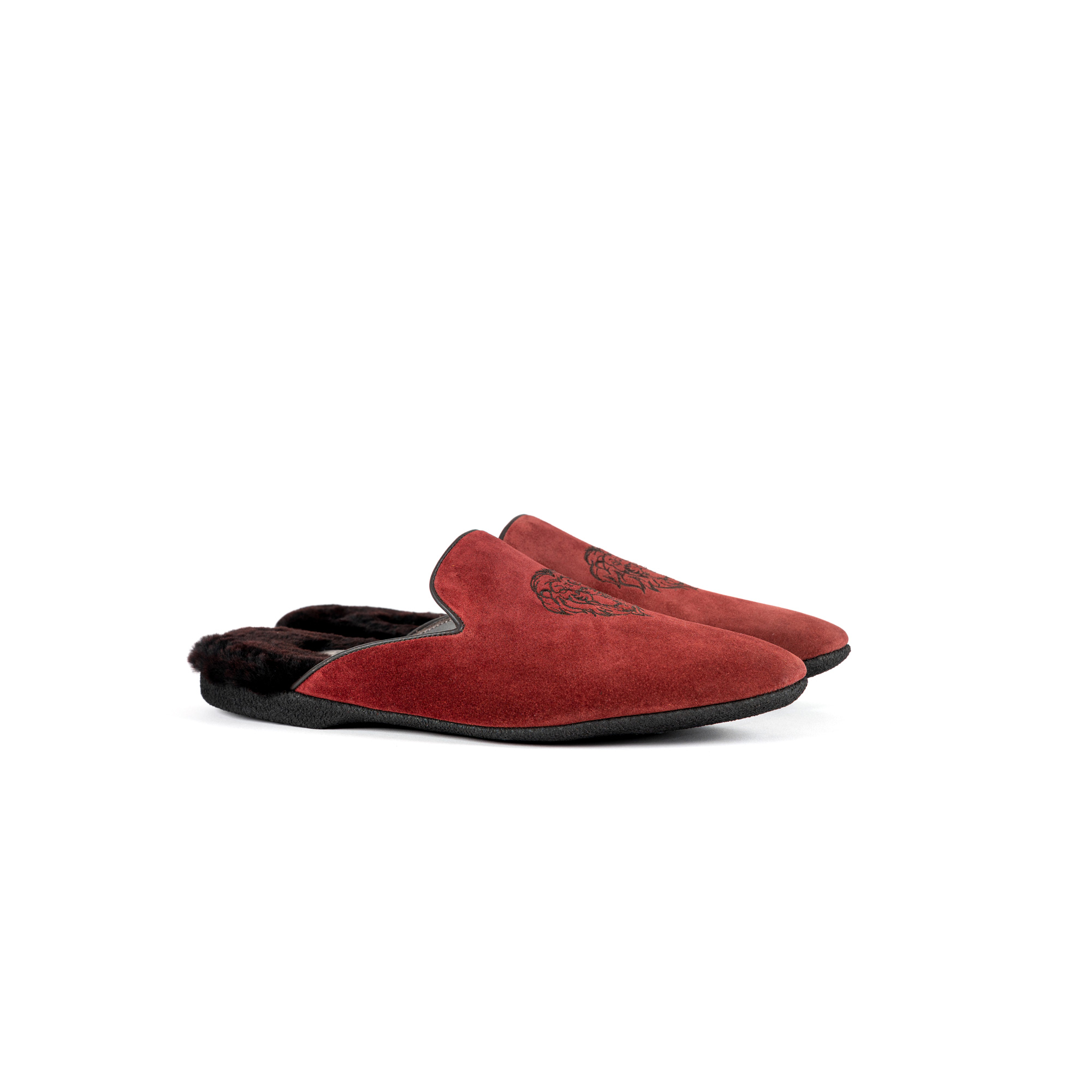 Luxury cherry velour indoor slipper - Farfalla italian slippers