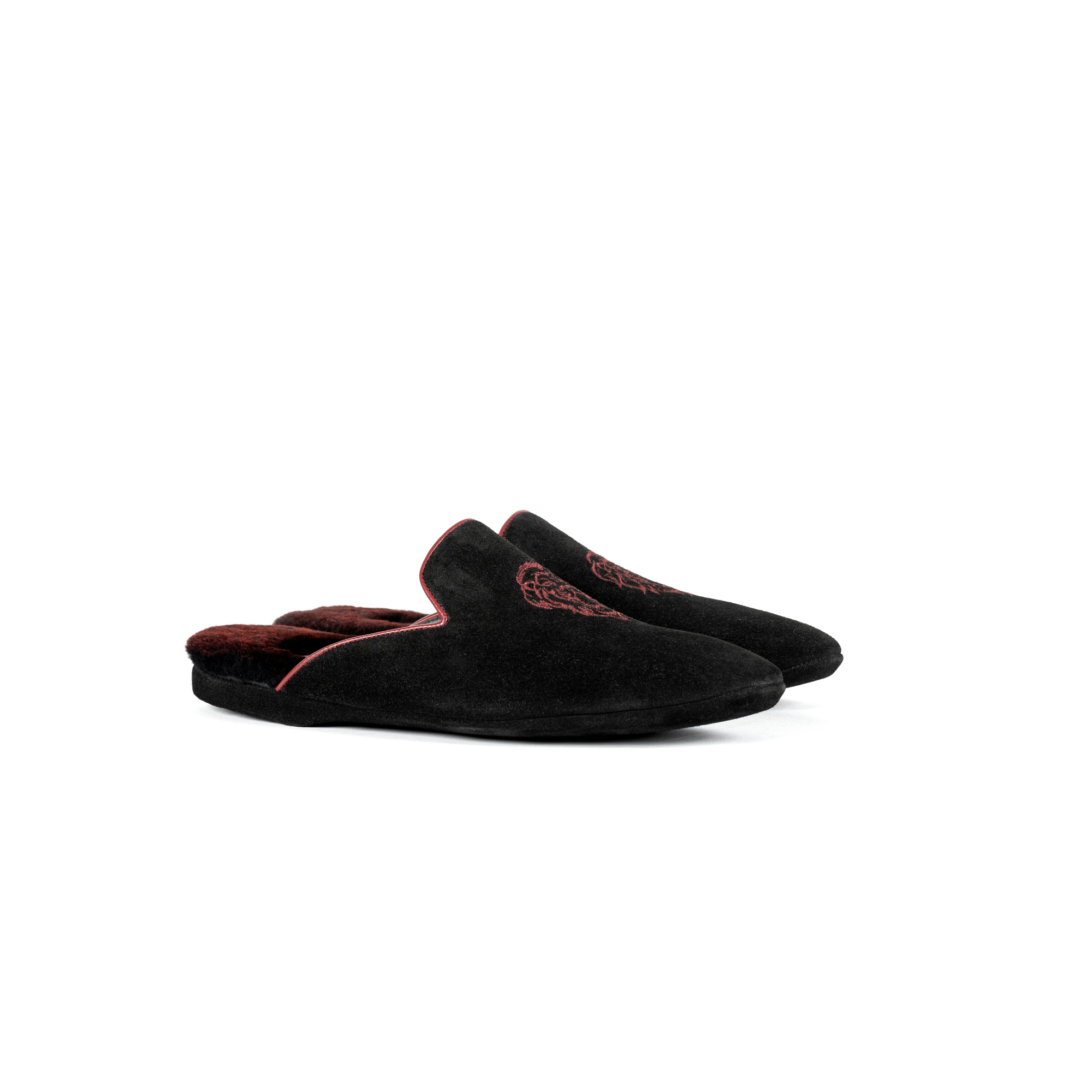 Pantofola interno lusso in velour nero - Farfalla italian slippers