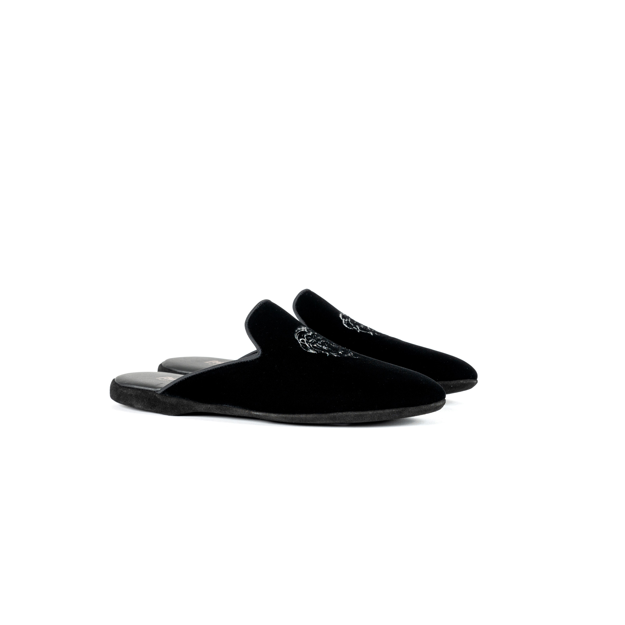 Black indoor Evening velvet slippers - Farfalla italian slippers