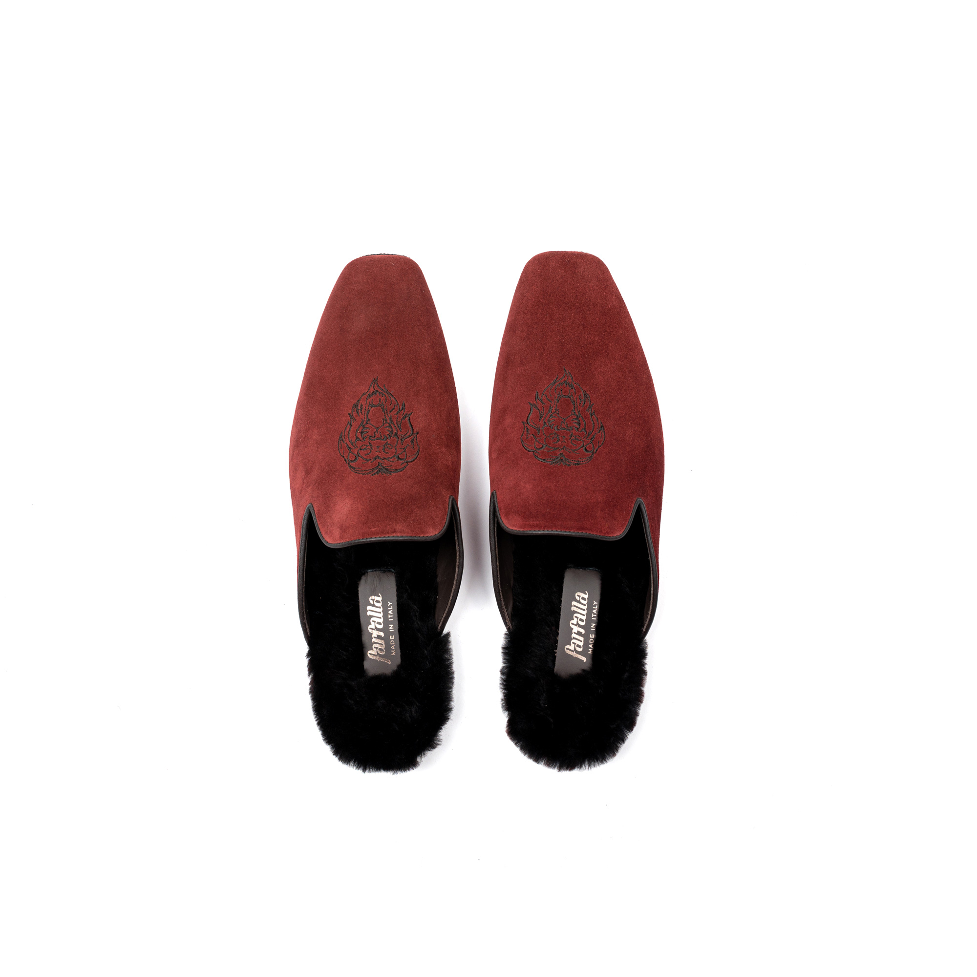 Luxury cherry velour indoor slipper - Farfalla italian slippers