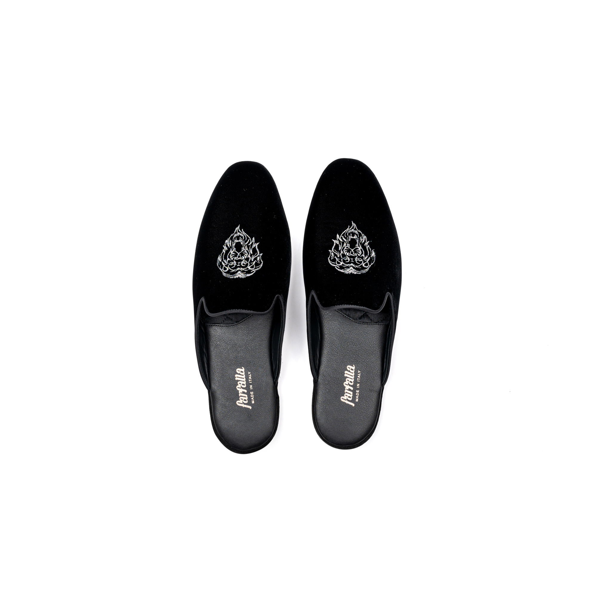 Black indoor Evening velvet slippers - Farfalla italian slippers