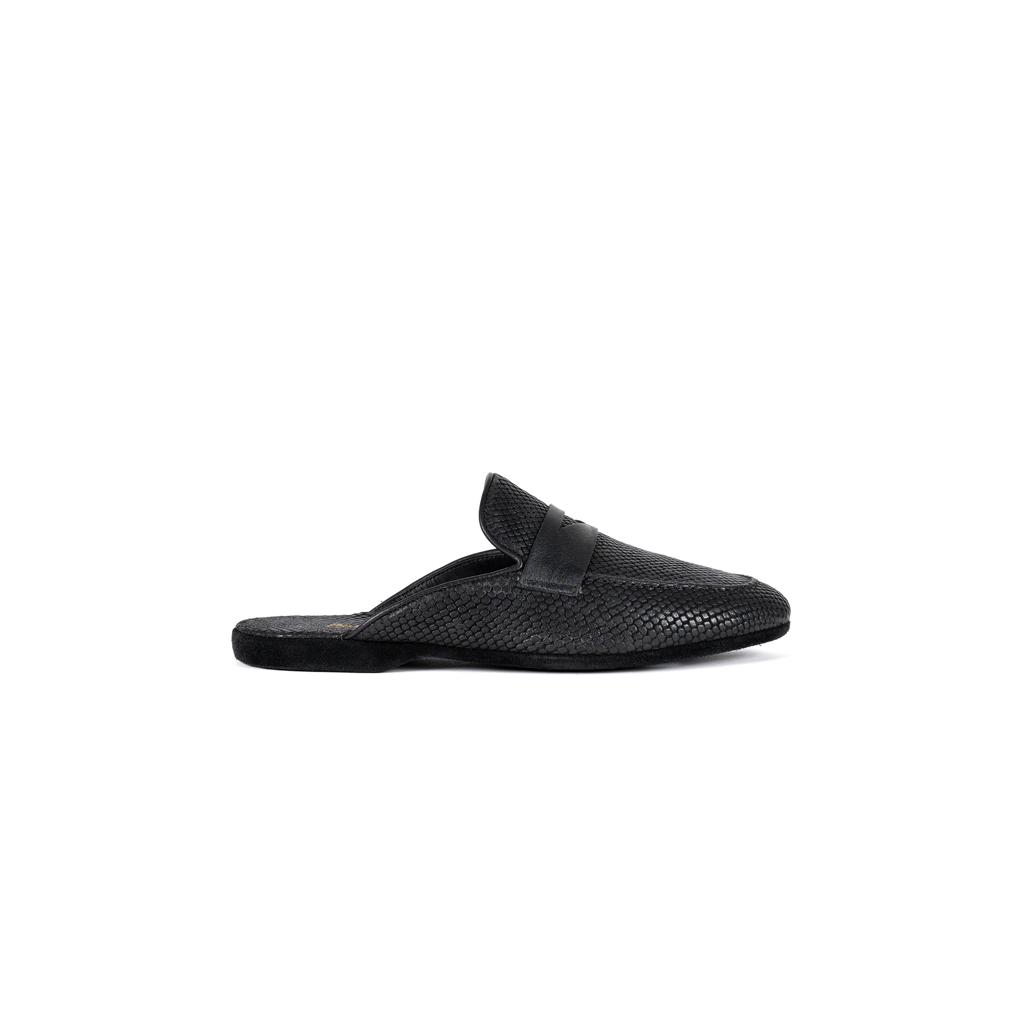 Pantofola interno lusso in pelle stampato exotic nero - Farfalla italian slippers