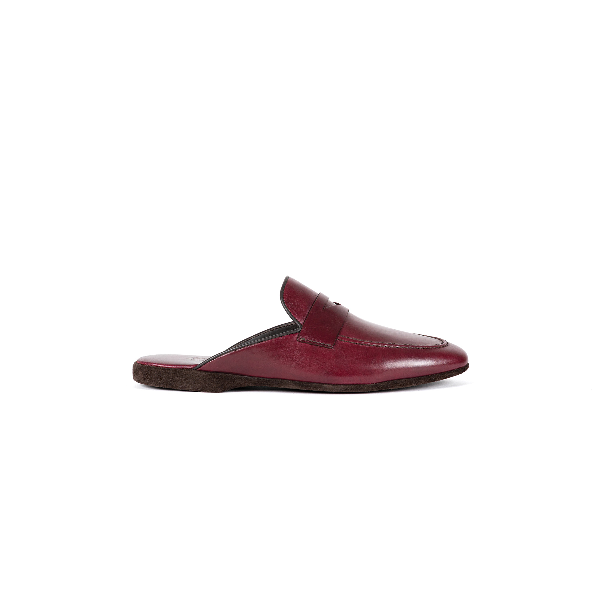 Classic indoor burgundy calf leather slipper - Farfalla italian slippers