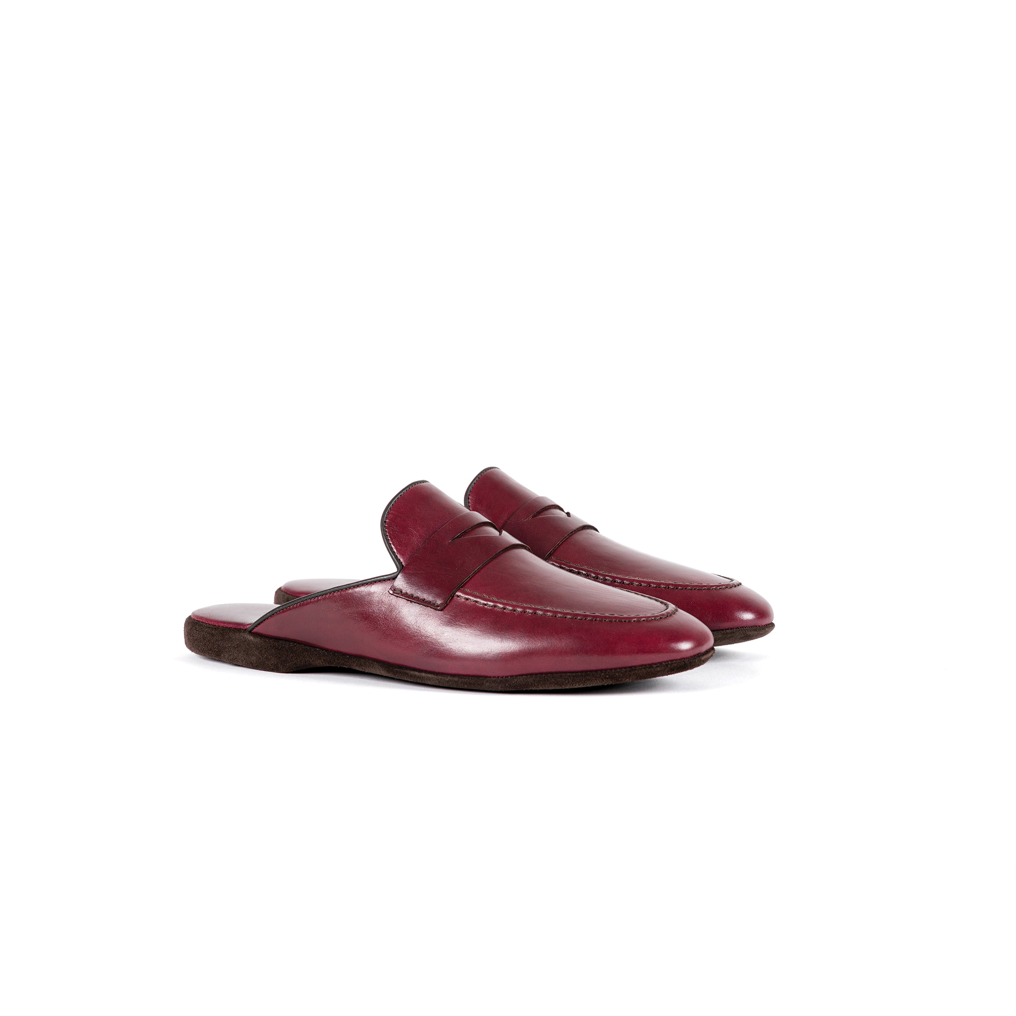 Pantofola interno classico in pelle vitello bordeaux - Farfalla italian slippers