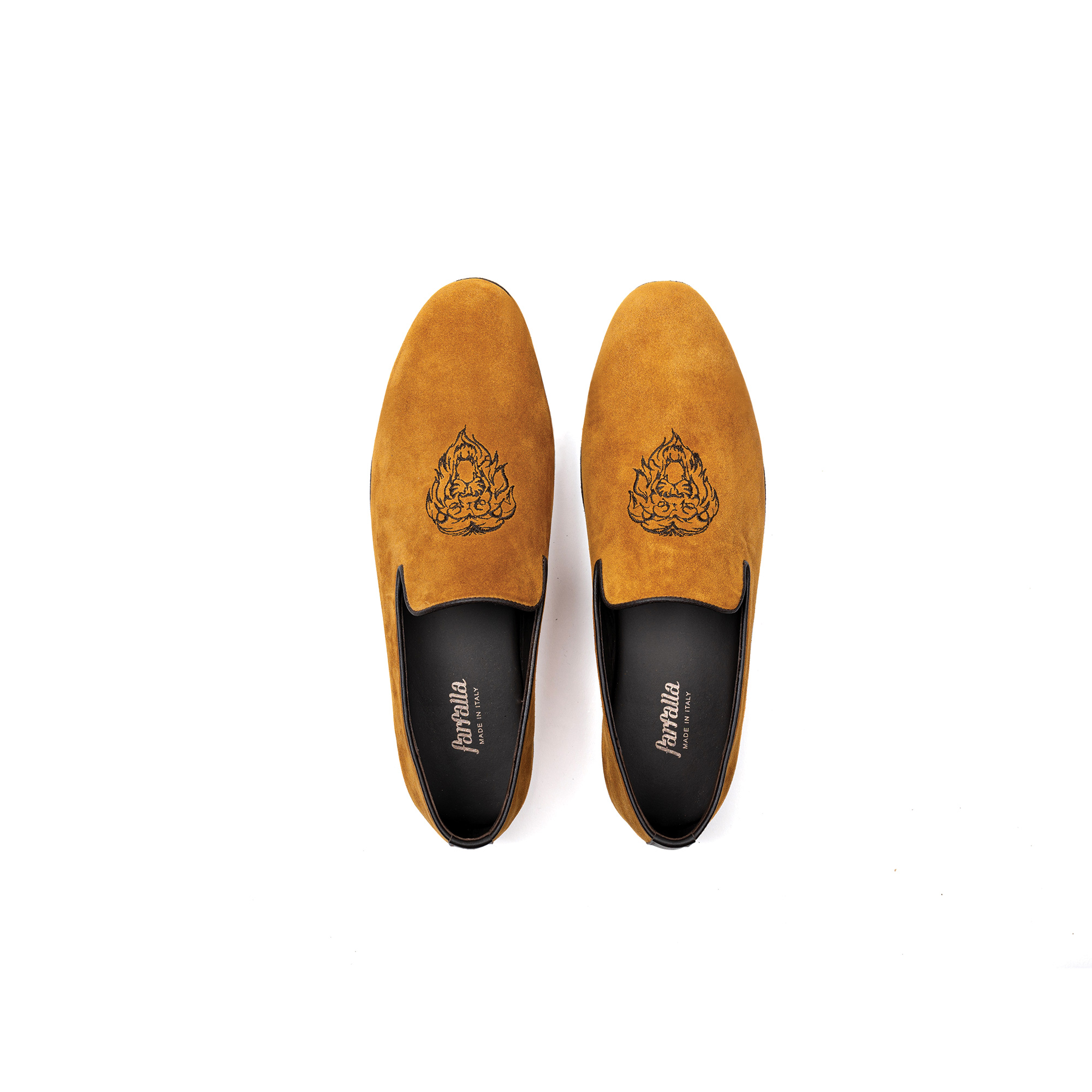 Pantofola interno classico in velour zafferano - Farfalla italian slippers