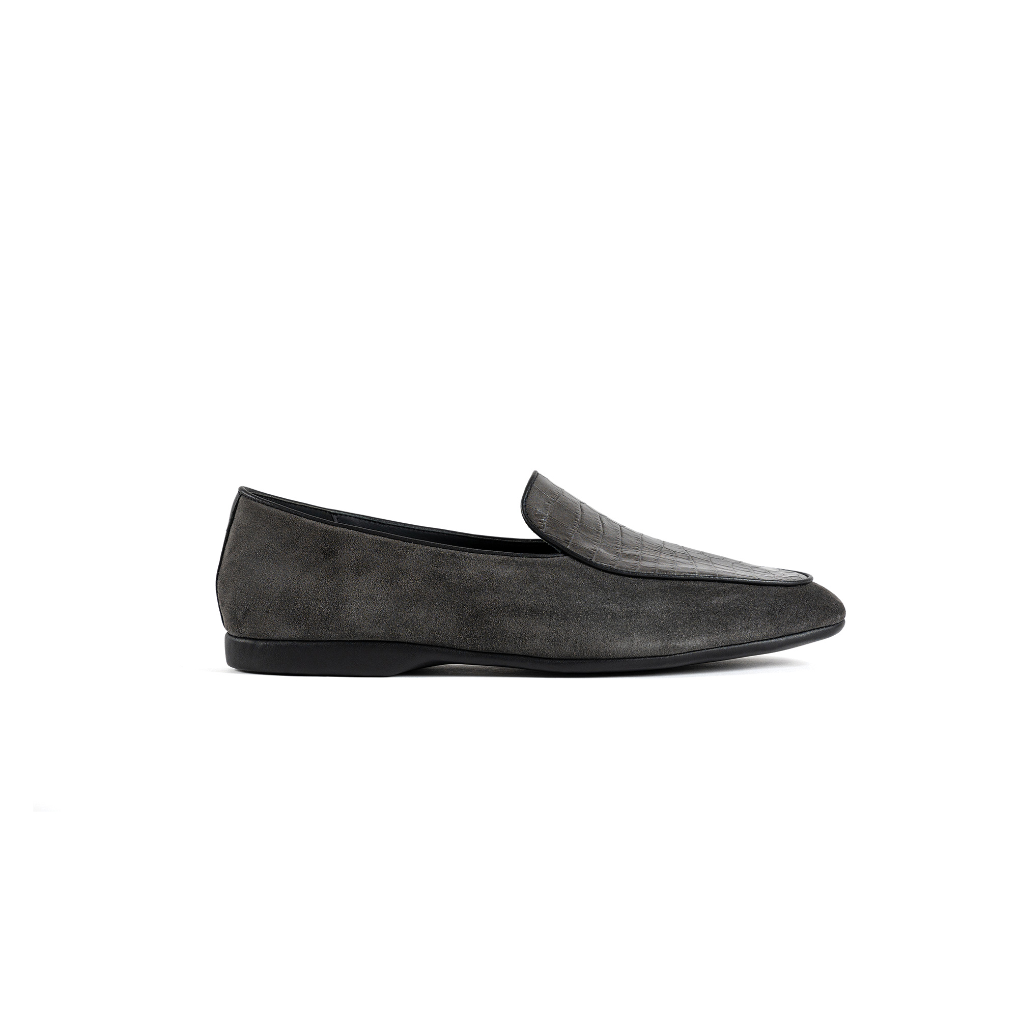 Pantofola interno lusso in velour grigio - Farfalla italian slippers