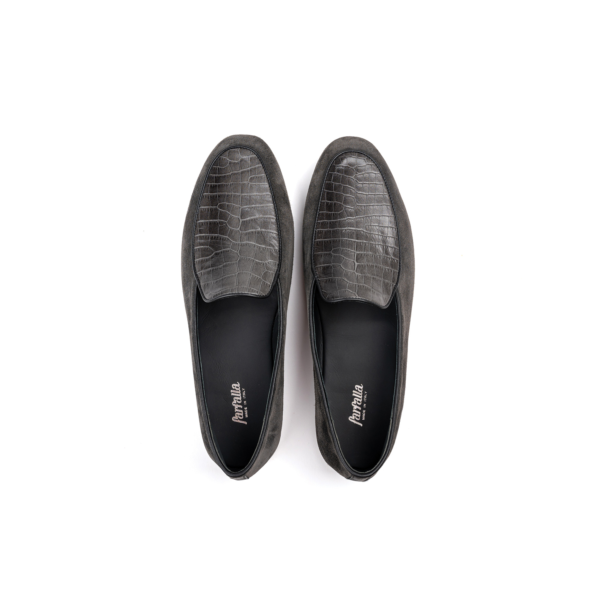 Luxury indoor slipper in gray velour - Farfalla italian slippers