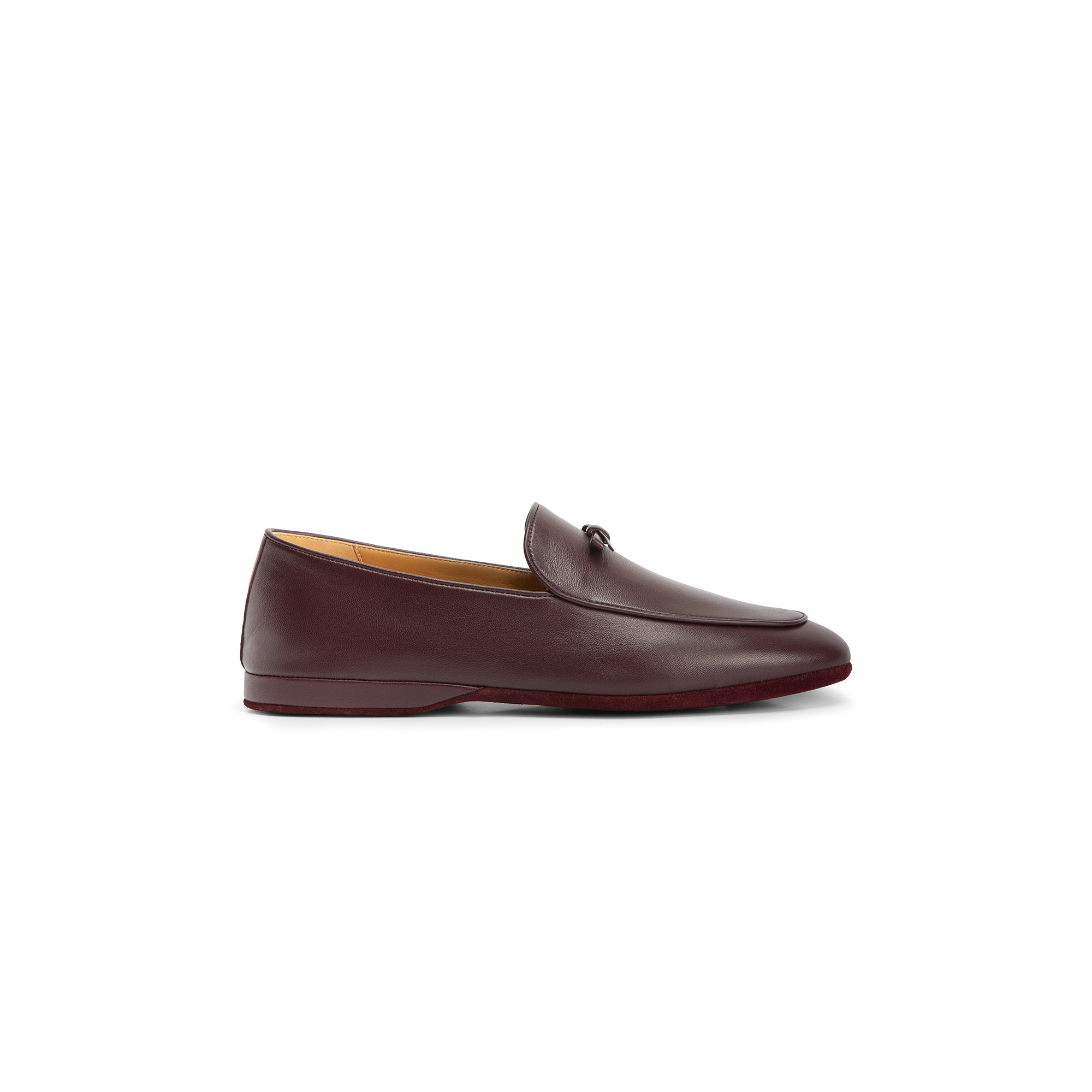 Classic indoor closed burgundy nappa leather slipper - Farfalla italian slippers