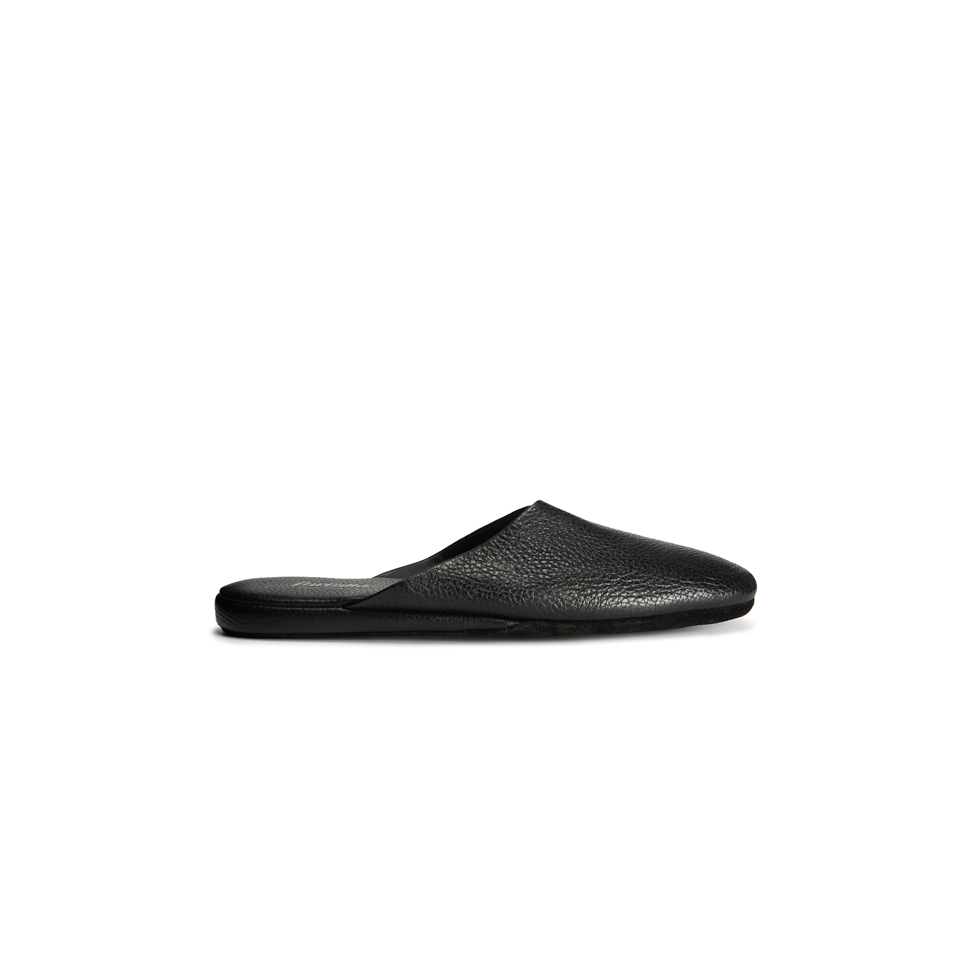 Travel indoor open black deer leather slipper - Farfalla italian slippers