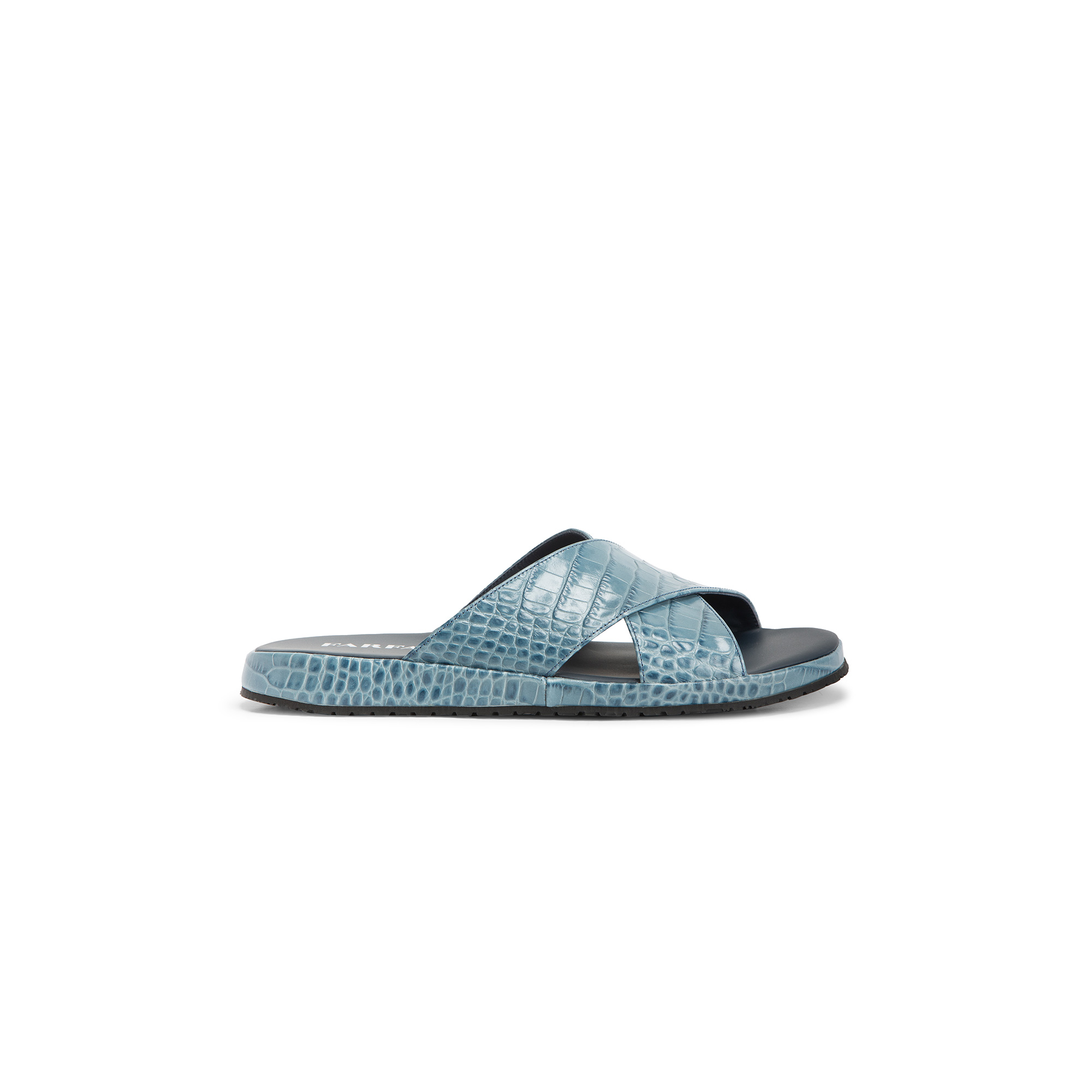 Outside sugar paper crocodile printed leather sandal - Farfalla italian slippers