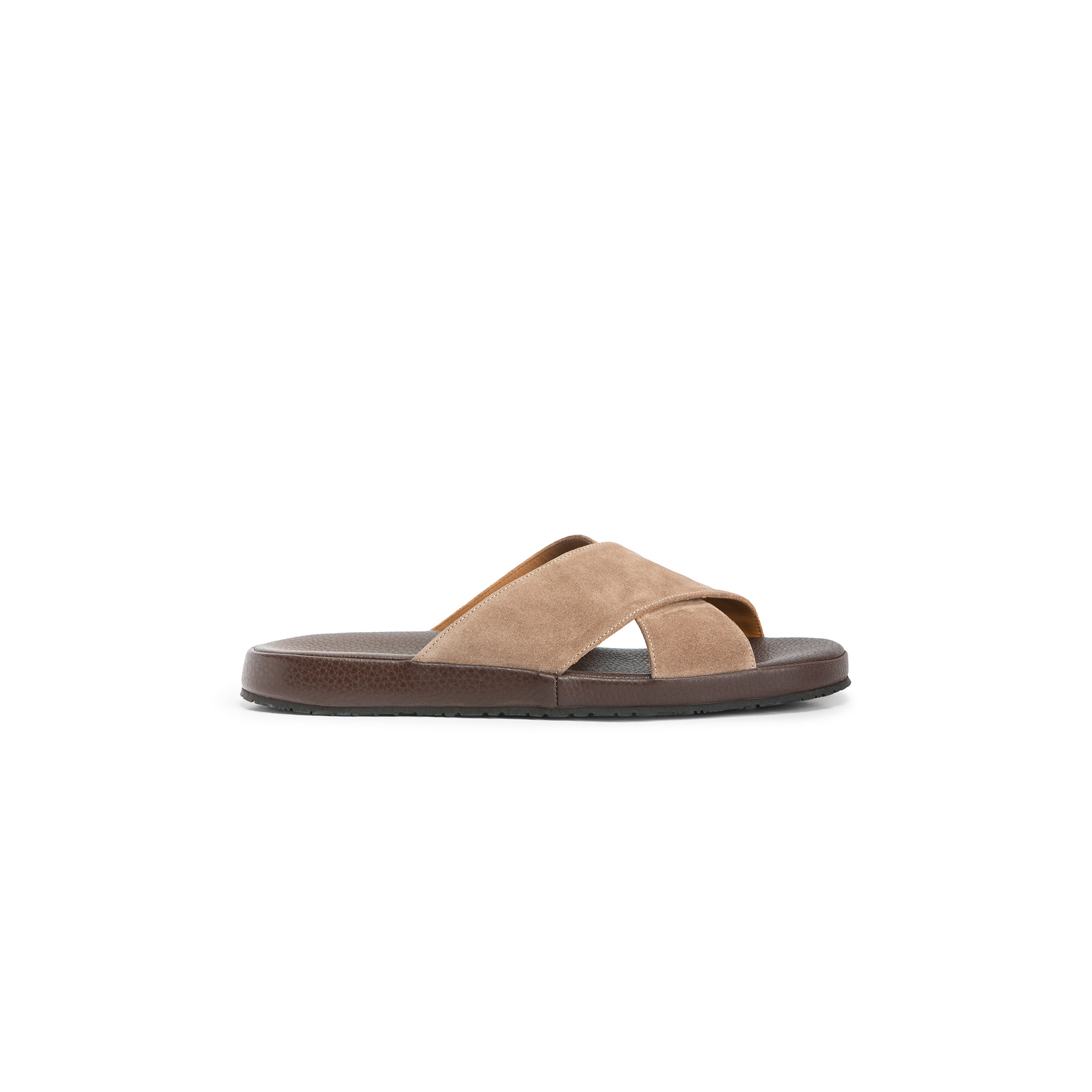 Outside shore and dark brown velour and deer leather sandal - Farfalla italian slippers
