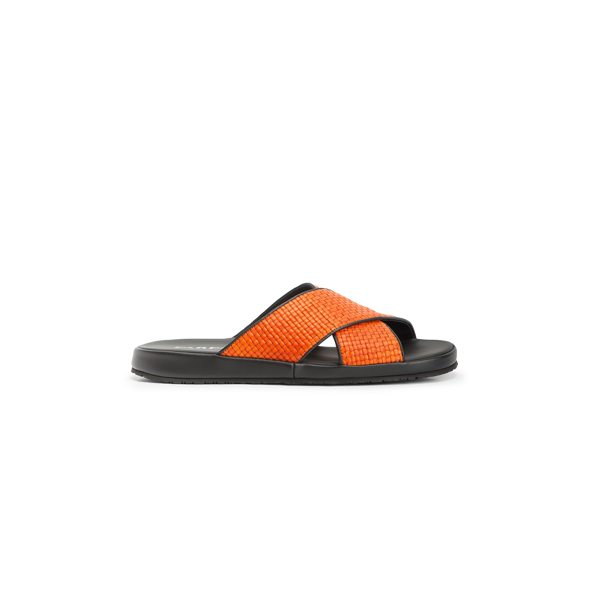 Sandalo esterno pelle intrecciata e vitello naranja e nero - Farfalla italian slippers