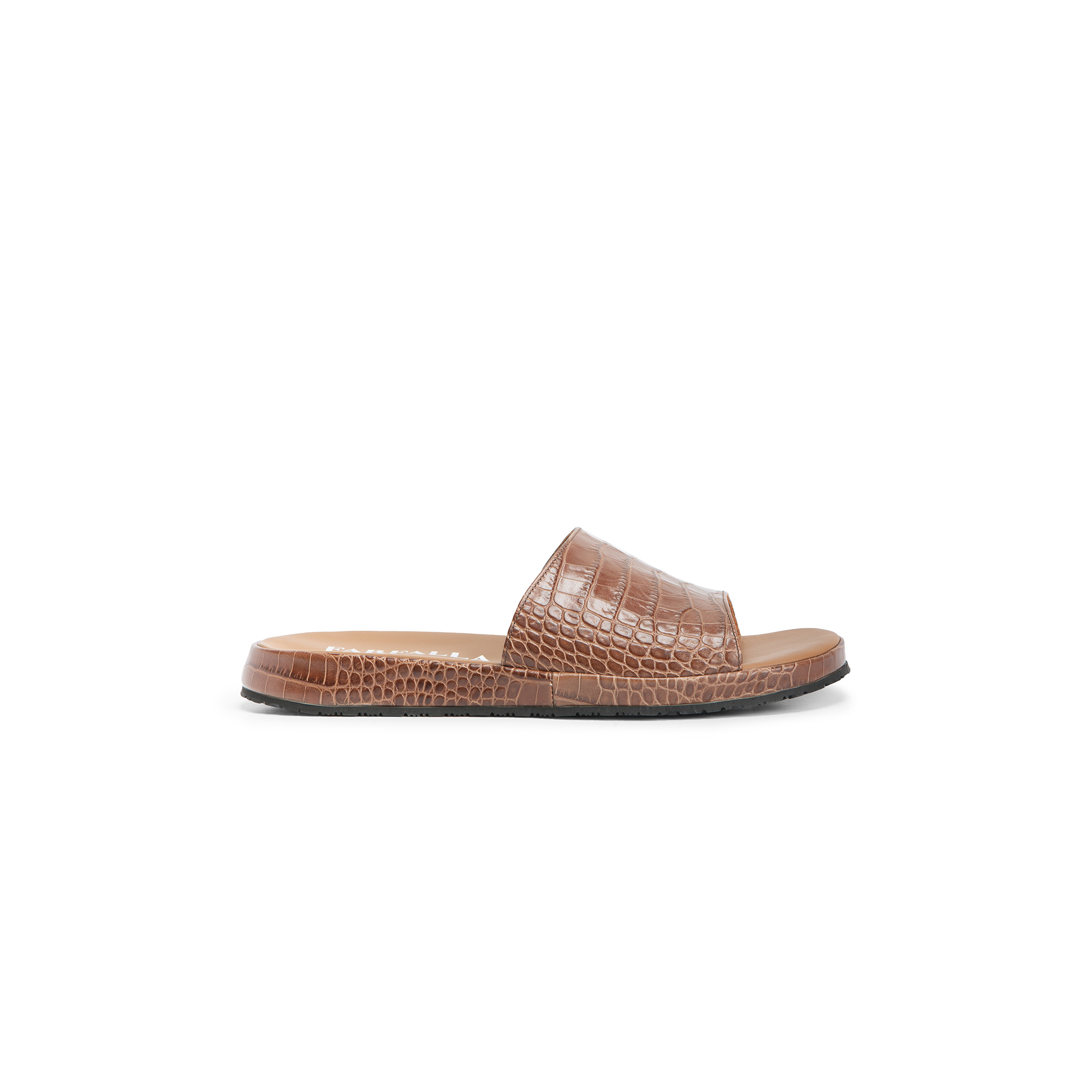 Outside taupe crocodile printed leather sandal - Farfalla italian slippers