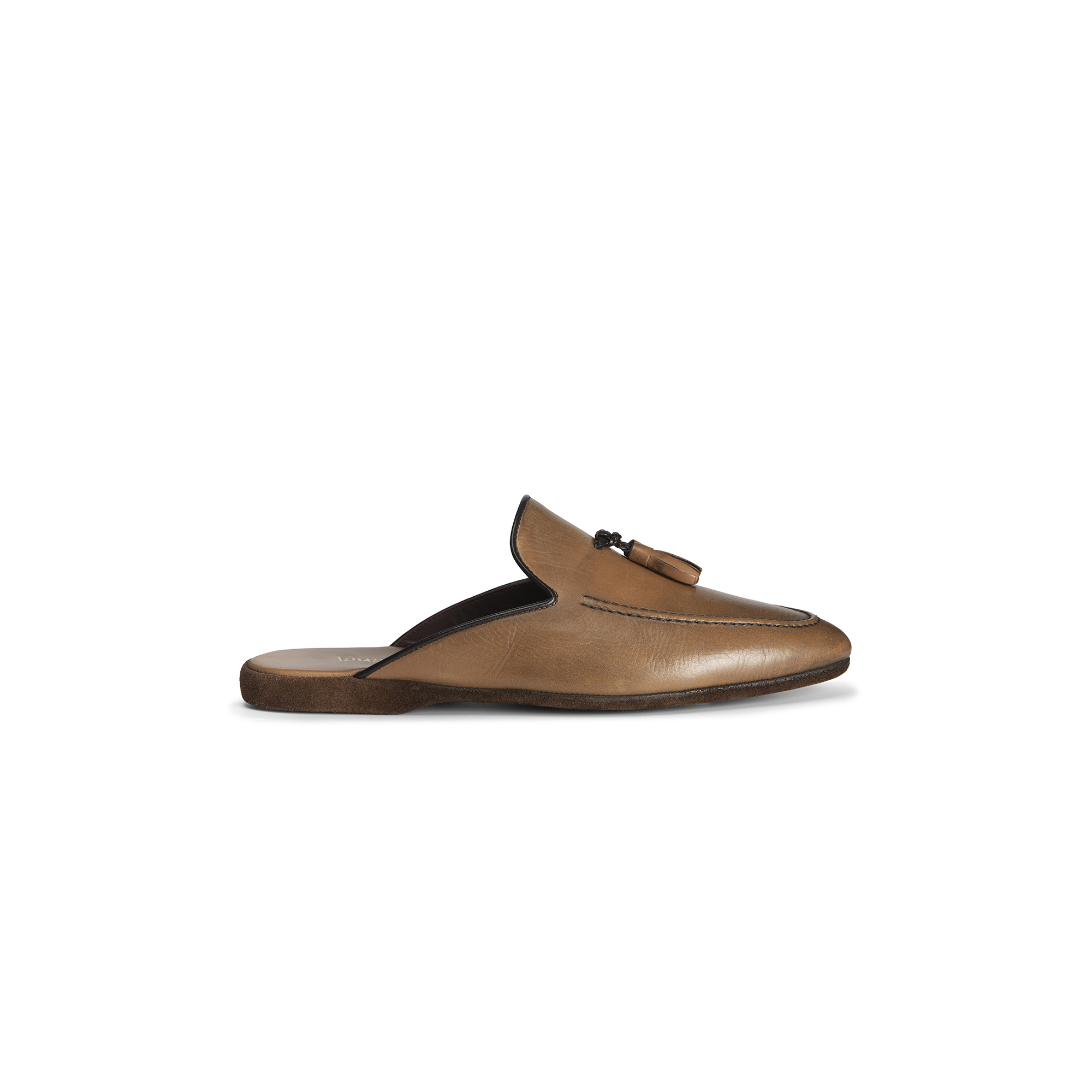 Pantofola aperta interno nappa tan - Farfalla italian slippers